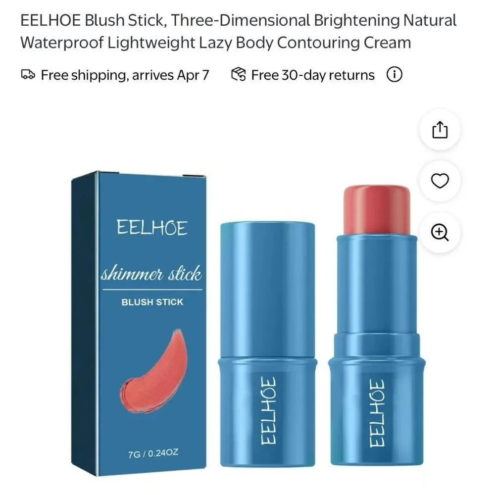NEW Sealed EELHOE Blush Shimmer Stick 3 Dimensional Brighten Natural Waterproof